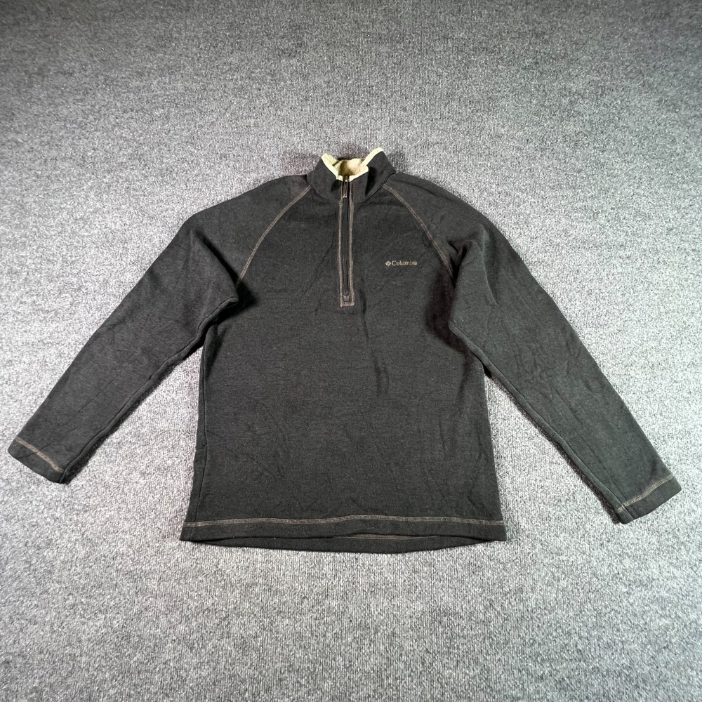 Columbia Sweater Mens Medium Gray Fleece 1/4 Zip Raglan Long Sleeve Activewear